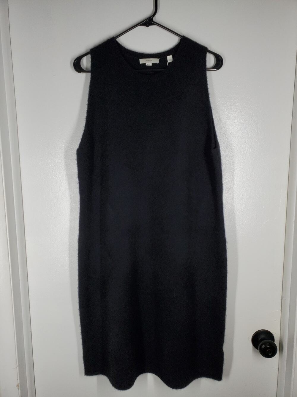 Vince. Women's Soft Wool and Alpaca Blend Sleeveless Sweater Dress, Black, XL